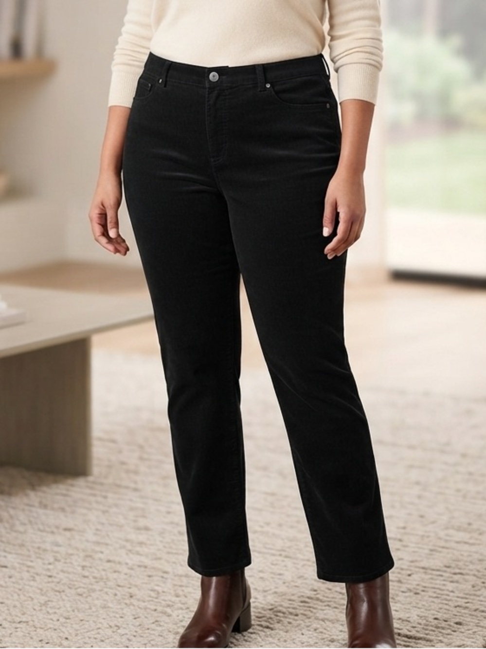 LIZ CLAIBORNE Corduroy Flare Pant 16W Black NWOT